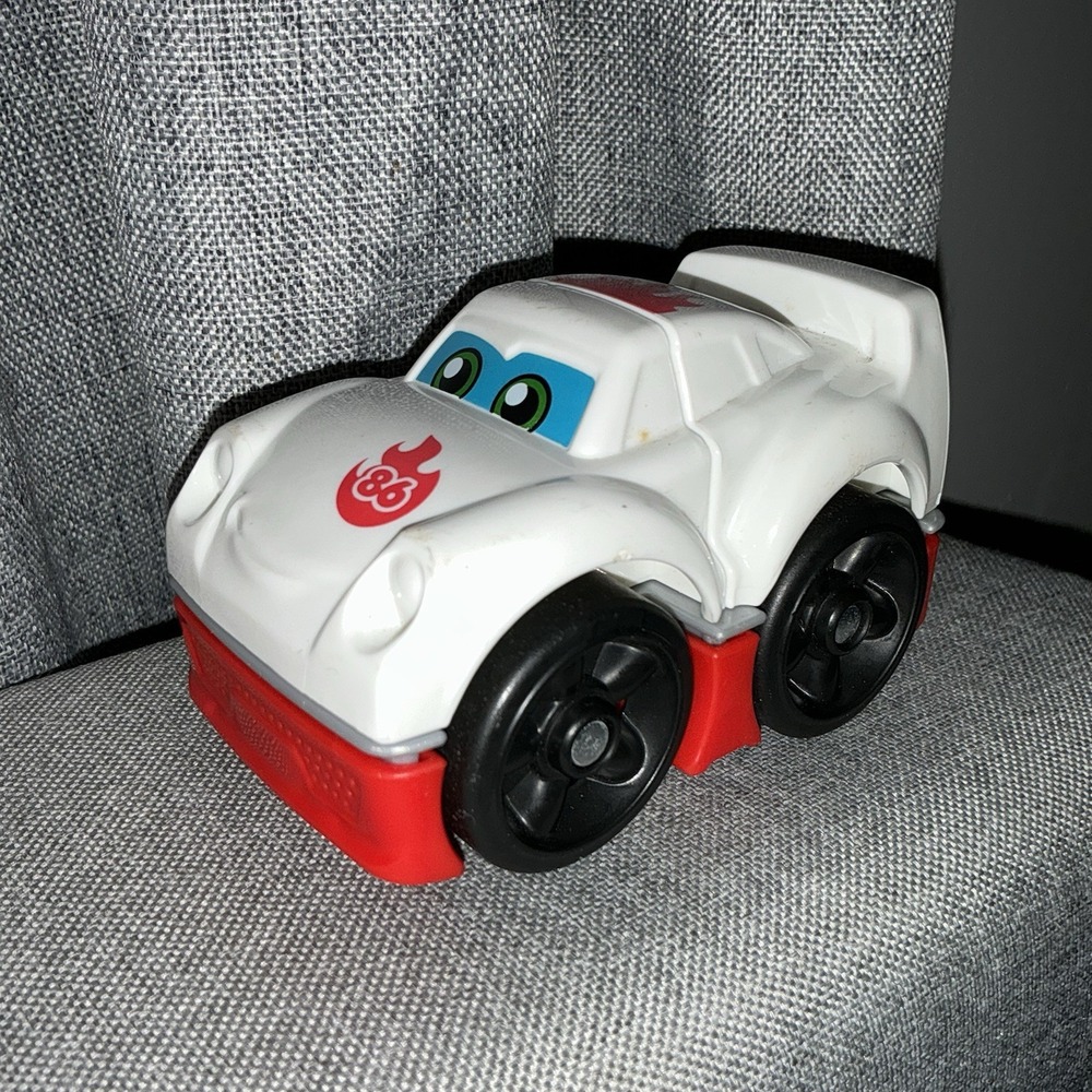 Mega Bloks First Builders 3 Piece Race Car #86 Sound Works Needs New Batteries